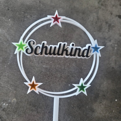 Tortenstecker Schulkind mit bunten Sternen - Funny Bake