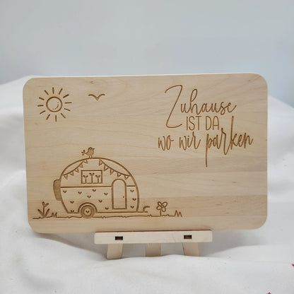 Frühstücksbrett Zuhause ist da, wo wir parken - Funny Bake