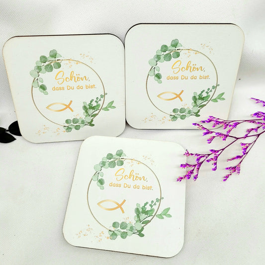 Untersetzer Schön,dass du da bist - eckig - Funny Bake