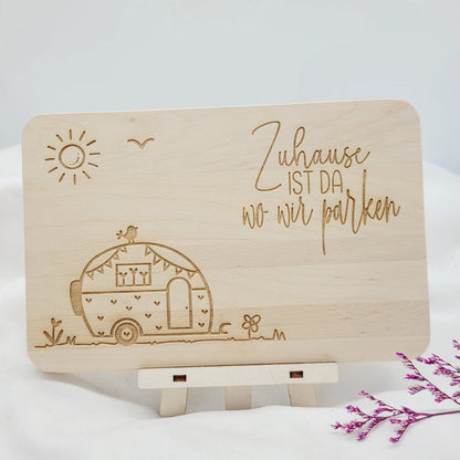 Frühstücksbrett Zuhause ist da, wo wir parken - Funny Bake