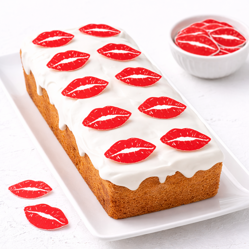 Esspapier Lippen Aufleger in Rot für Muffins, Torten und Desserts bei Feier rund um Liebe