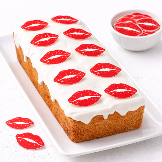 Esspapier Lippen Aufleger in Rot für Muffins, Torten und Desserts bei Feier rund um Liebe