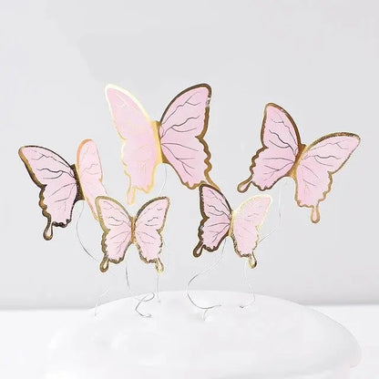 Papierstecker-Set Schmetterlinge rosa gold - Funny Bake