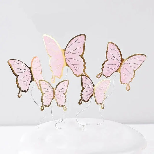 Papierstecker-Set Schmetterlinge rosa gold - Funny Bake