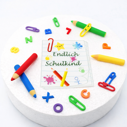 Schultafel Esspapier Aufleger zur Einschulung in Notizzettel-Optik als Tortendeko