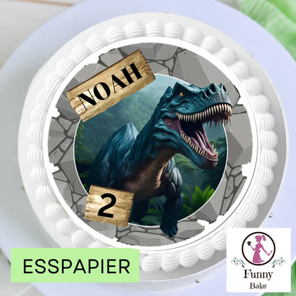 Detailansicht T-Rex Dino Tortenaufleger aus Esspapier oder Zuckerpapier