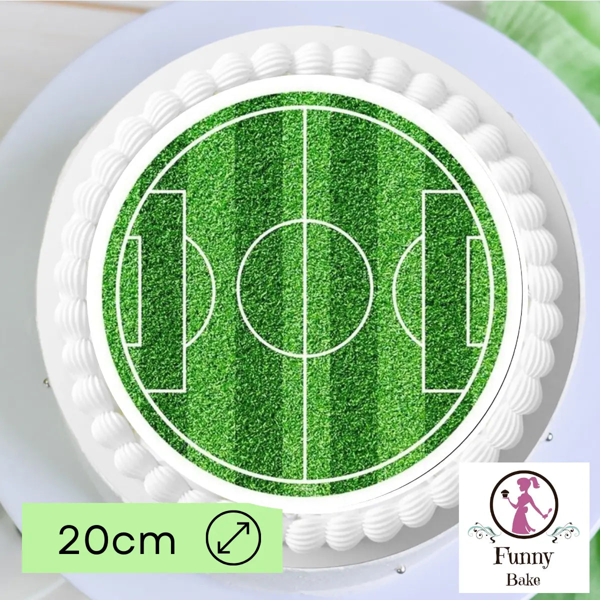 Runder Tortenaufleger mit Fußballfeld Design 20 cm