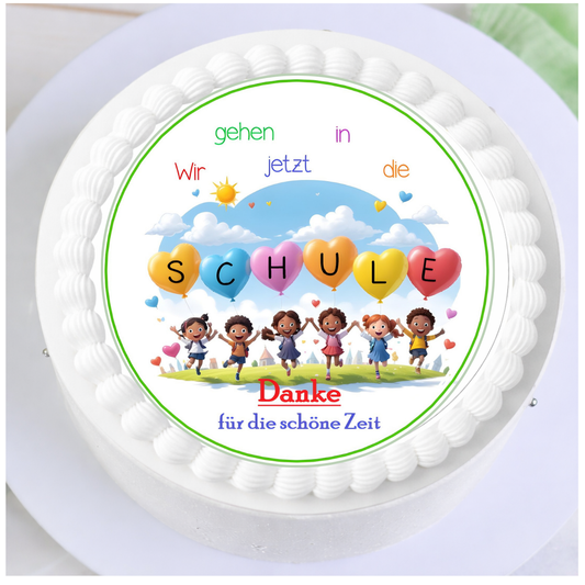 Tortenaufleger Kindergarten Verabschiedung mit Danke-Motiv als Abschiedskuchen für Erzieherinnen