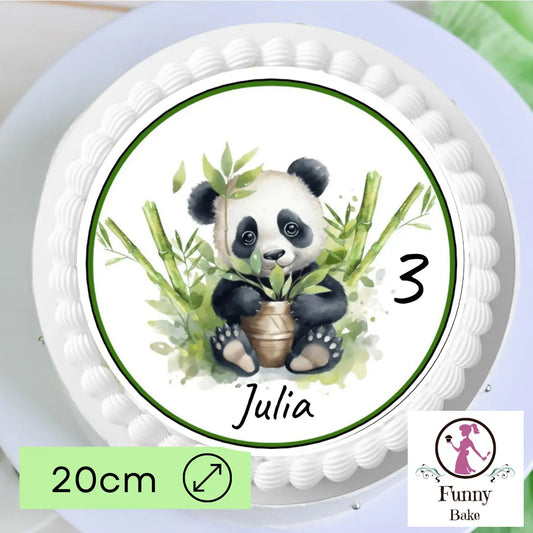 Tortenaufleger mit Pandabär und Bambus mit Name und Wunschzahl