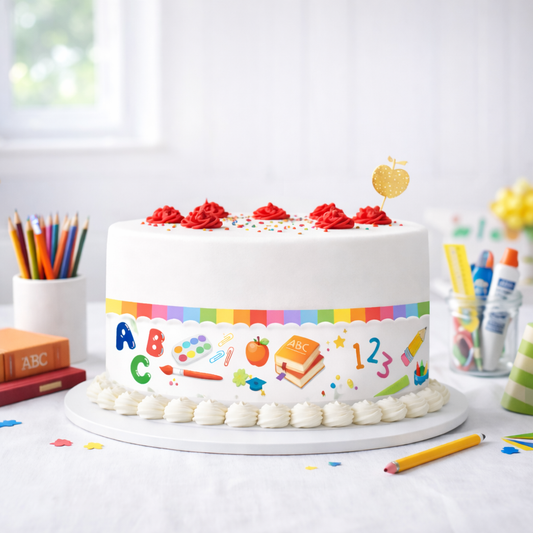 Tortenband Einschulung als Tortendeko für eine Einschulungstorte zum Schulanfang