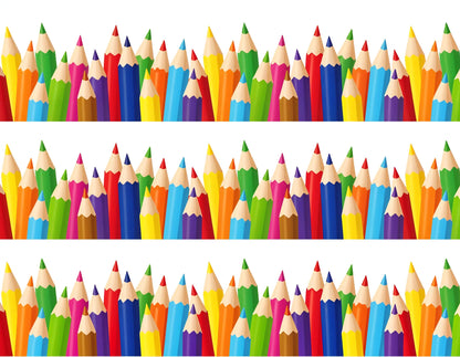 Tortenband mit Stifte-Motiv zur Einschulung, seitliche Tortendekoration für selbst gebackene Einschulungstorten