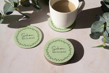 Untersetzer "Schön das du da bist" mintgrün stabil - Funny Bake
