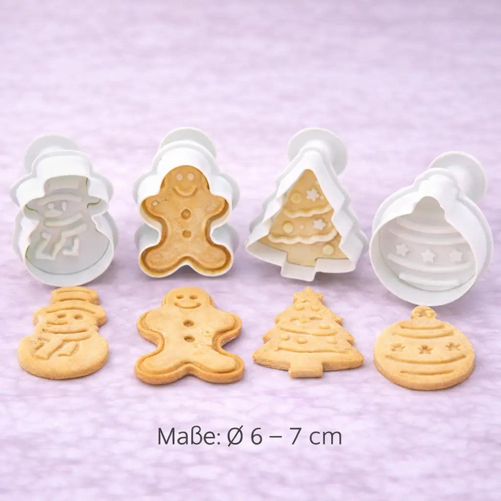 Weihnachtskekse Ausstecher mit Stempelmotiven in einheitlicher Größe für klassische Weihnachtsplätzchen