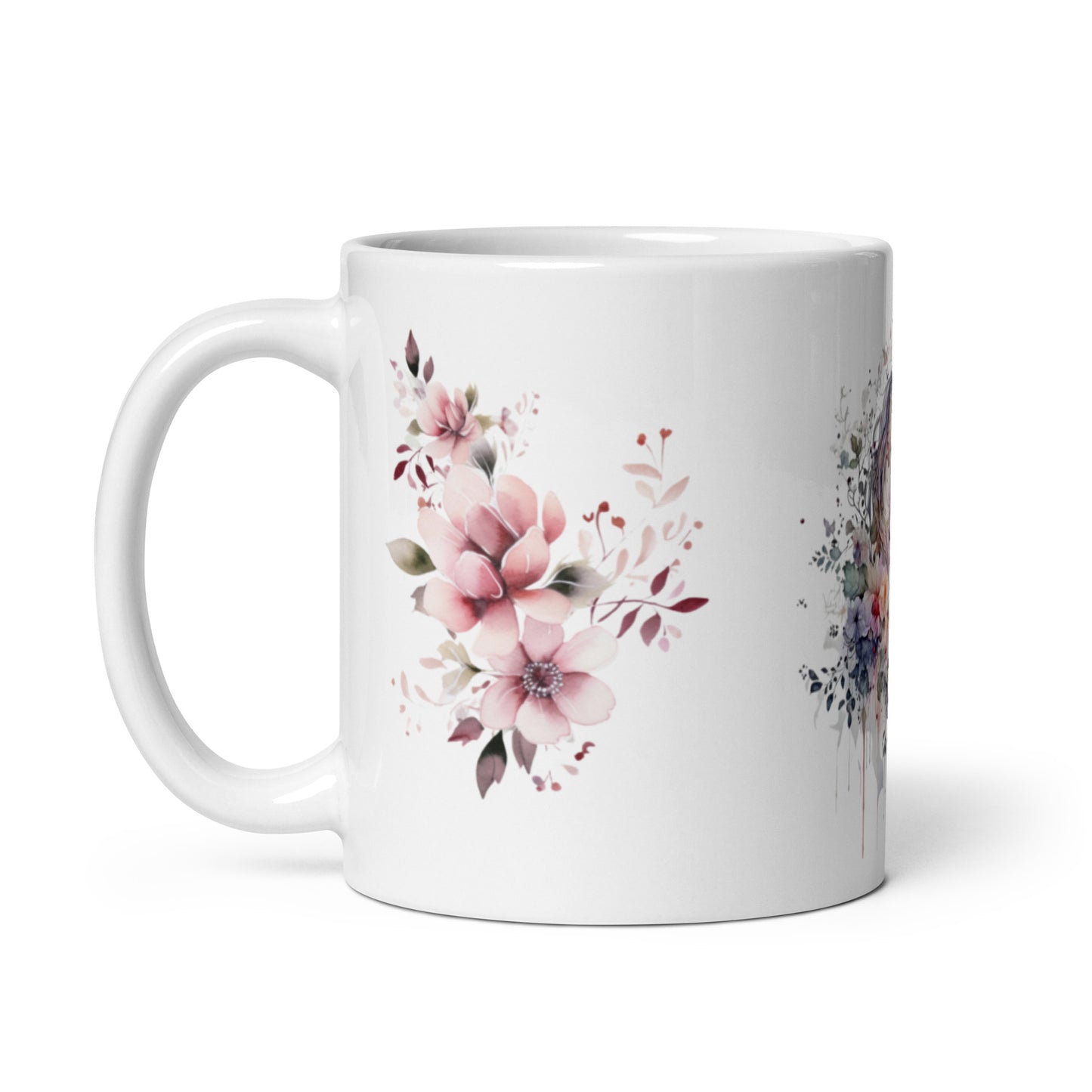 Einhorn, Tasse mit Blumen