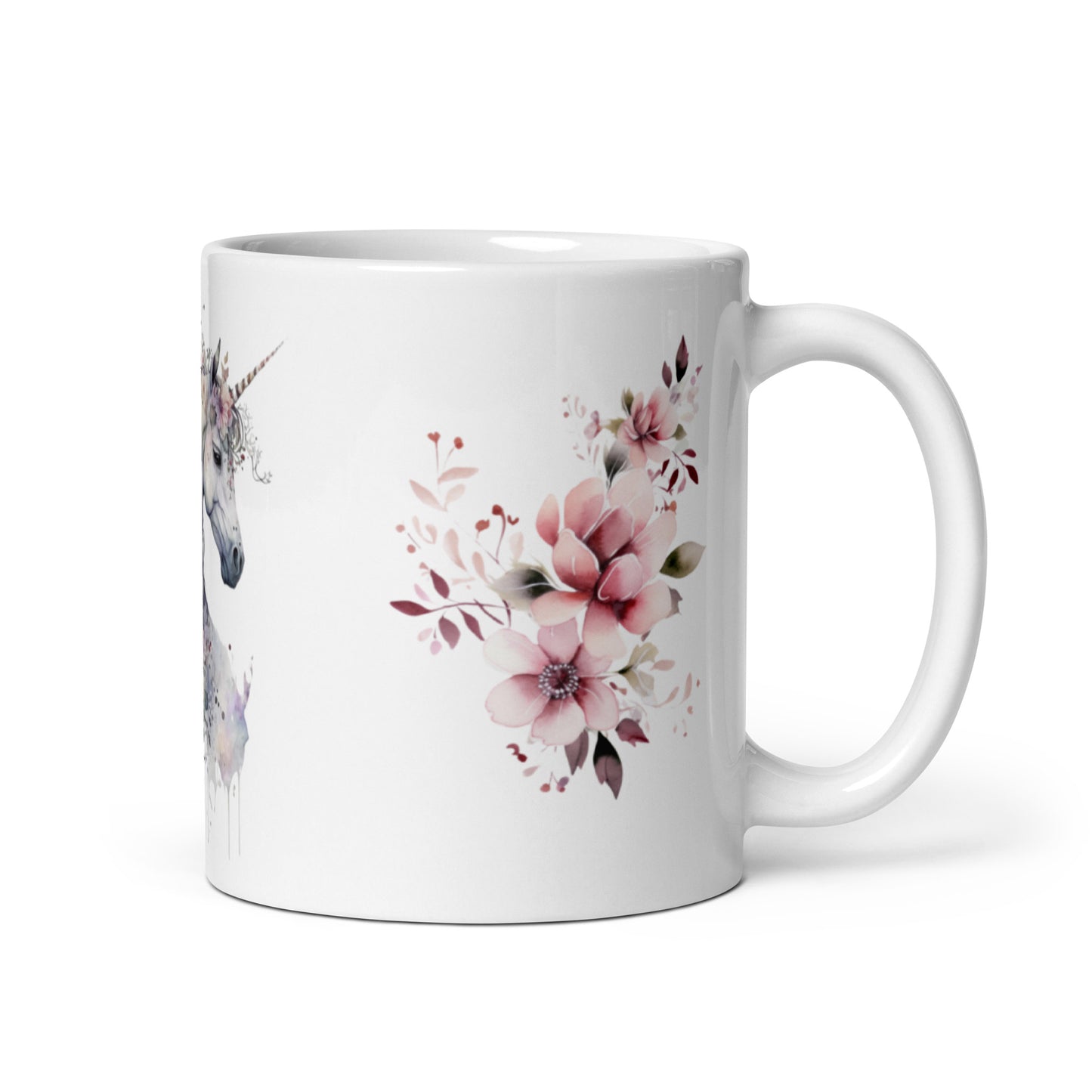 Einhorn, Tasse mit Blumen