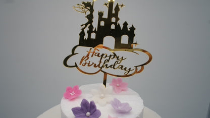 Tortenstecker "Fee mit Schloß"  gold