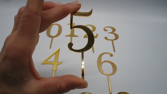 Tortenstecker Zahlen 0-9 gold