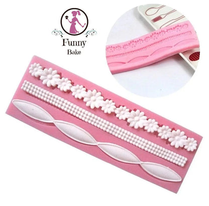 Silikonform-Bordüre-Band-Fondant-Blumen-Perlenkette