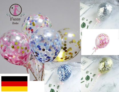 Konfetti Ballon Tortenstecker Glitter Topper - blau - Funny Bake