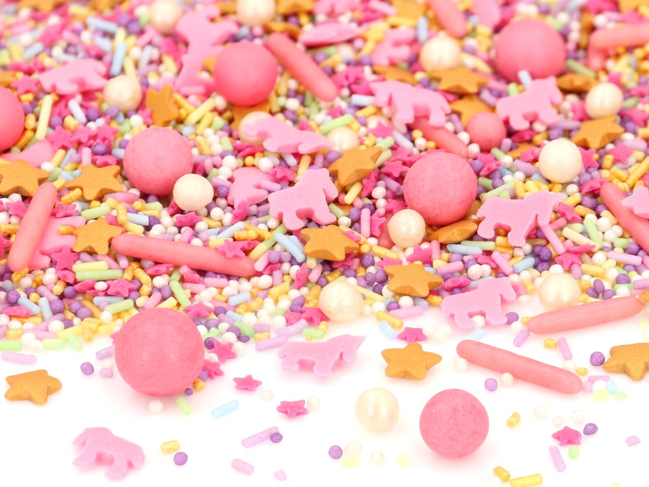 Zuckerdeko-Zucker-streusel-Sprinkles-Mädchen-Einhorn-rosa-pink-gelb-gold-Sterne-Zuckerperlen