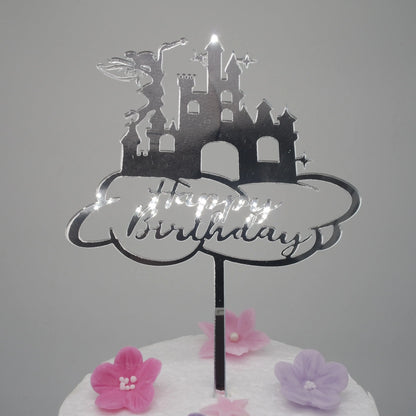 Caketopper-Fee-Happy-Birthday-silber-Schloß