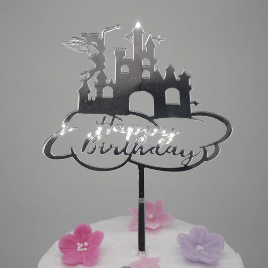 Caketopper-Fee-Happy-Birthday-silber-Schloß