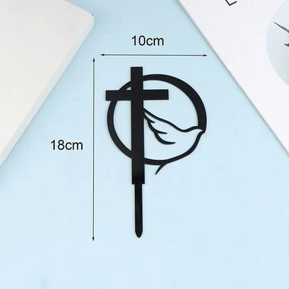 Tortenstecker Kommunion Kreuz & Taube gold Topper - Funny Bake