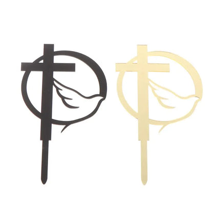 Tortenstecker Kommunion Kreuz & Taube gold Topper - Funny Bake