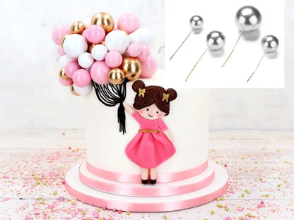 Tortenstecker Silber Kugeln 4St. - Funny Bake