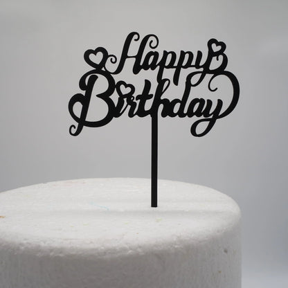 Tortenstecker Happy Birthday schwarz filigran - Funny Bake