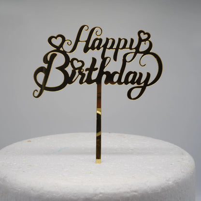 Tortenstecker Happy Birthday gold filigran - Funny Bake