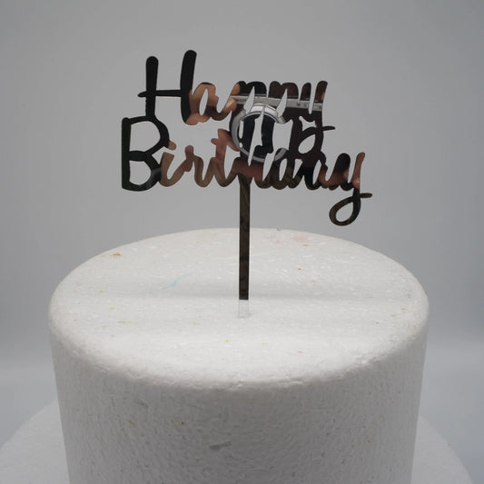 Caketopper-silber-Happy-Birthday-Schrift-glänzend