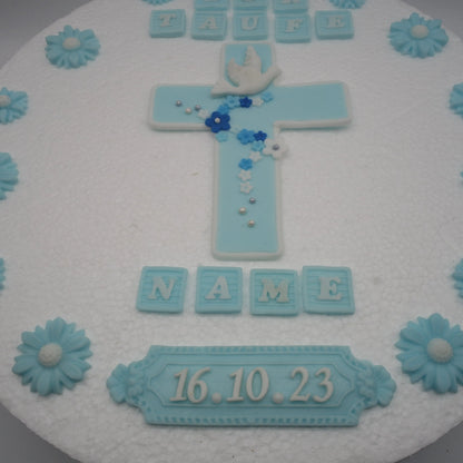 Tortenset mit Kreuz und eckigen Buchstaben - Funny Bake