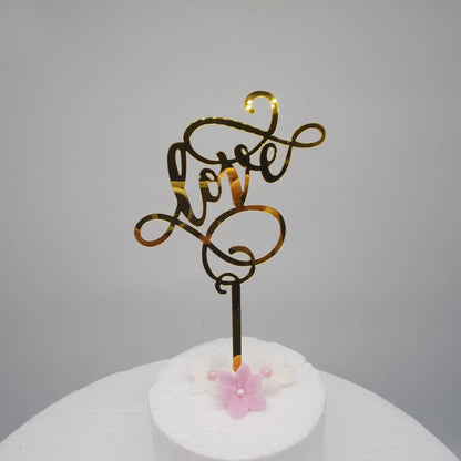 Tortenstecker gold Love Valentinstag Caketopper