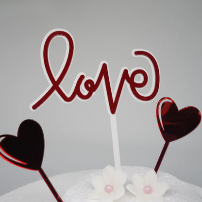 Caketopper "LOVE" mit 3 Herzen - Funny Bake