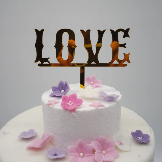 Tortenstecker Love gold topper Valentinstag