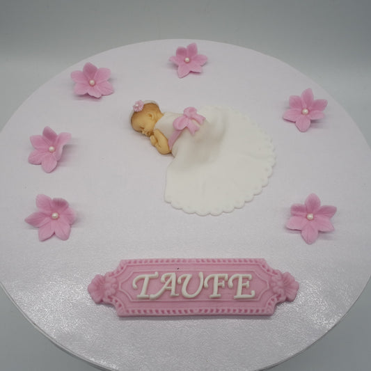 Zuckerdeko Baby im Taufkleid Tortendeko essbar