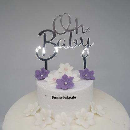 Tortenstecker OH Baby silber - Funny Bake