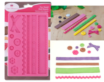 Silikonform Knopf Bordüre Fondant schokolade Fimo